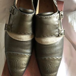 Men’s leather and fabric monk strap by ETRO